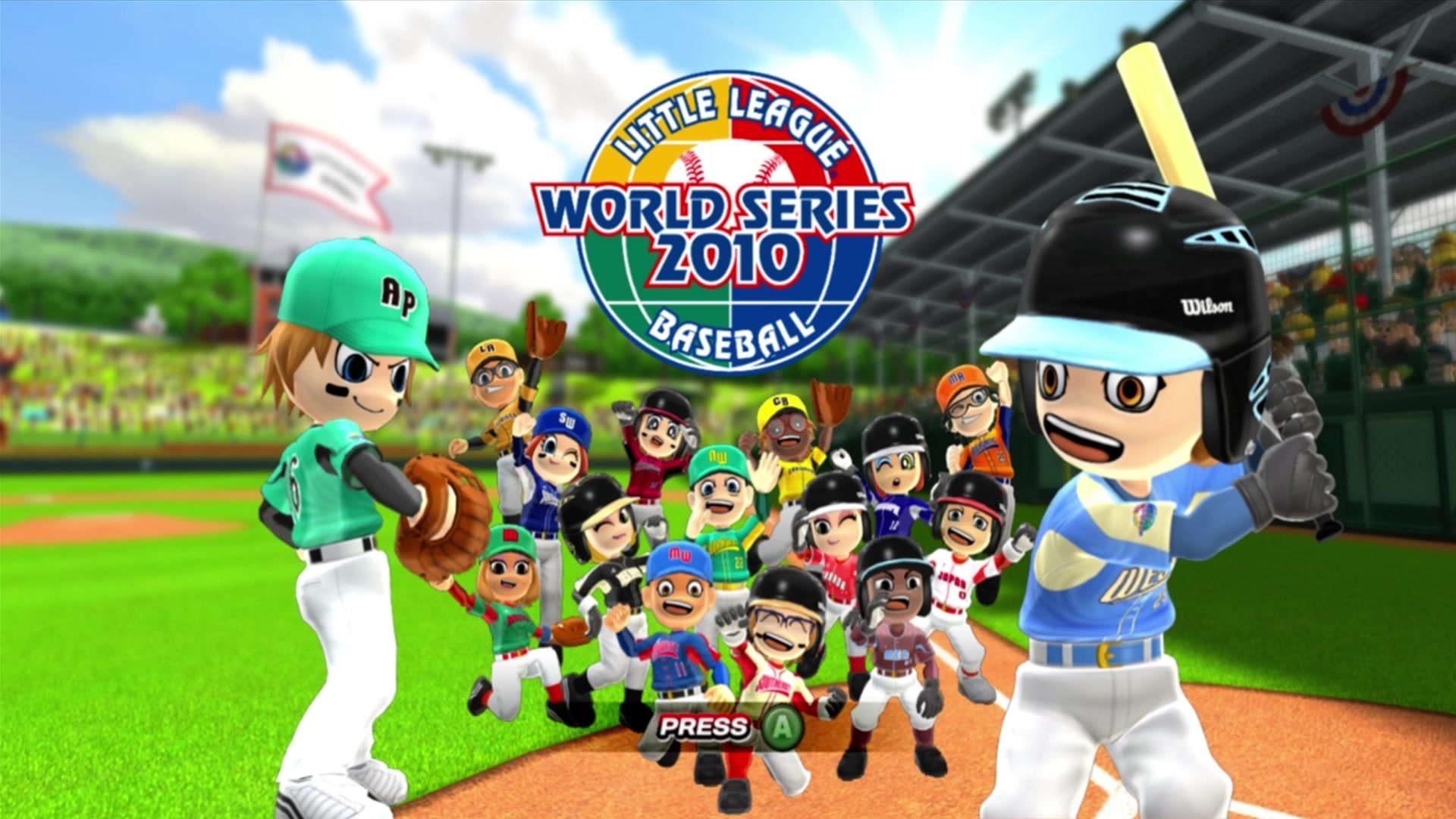 Little League World Series Baseball 2010 title screen for Xbox 360